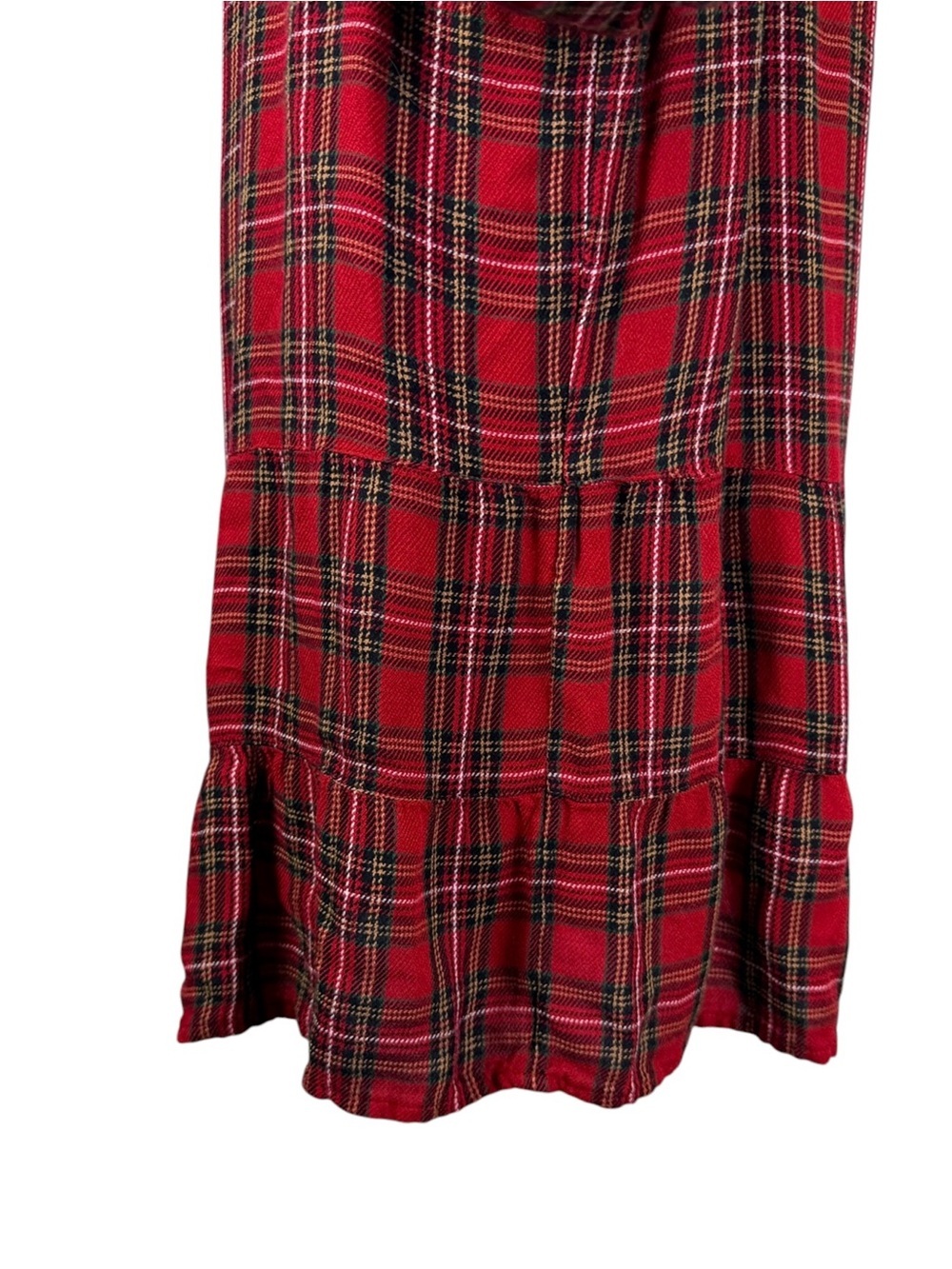 J.Jill Red Plaid Ruffle Hem Tunic Blouse Size M Cottagecore Holiday - Picture 5 of 10